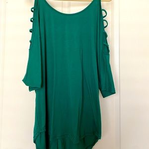 Women’s Emerald Green blouse with cut out sleeves